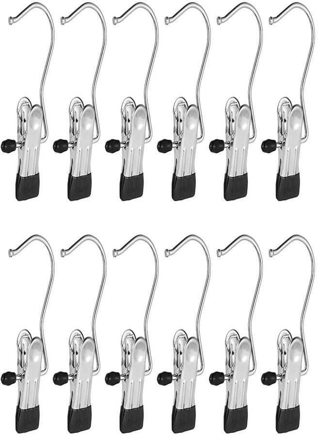 ADTALA Stainless Steel Hanger for Cloth Set,Laundry Hooks with Clips,Boot Holder, Hanging Clips, Portable Multi Functional Hangers Single Clip Space Saving for Jeans, Hats,Towels Portable Hooks (12) - Image 1
